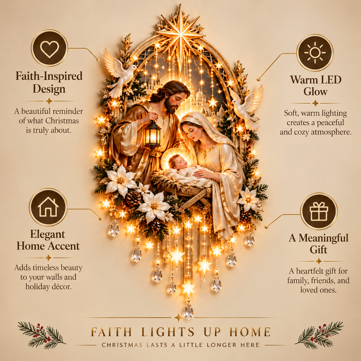 ✨✝️Light From Heaven™ Nativity Starfall Wall Light