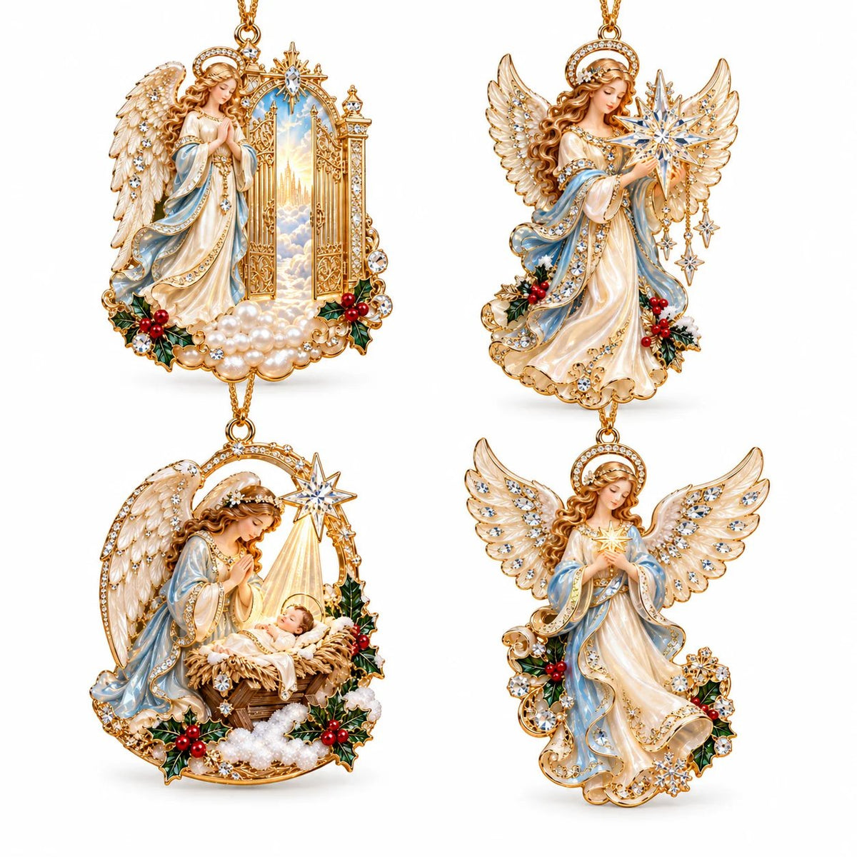 Heavenly Angel Christmas Ornament – Crystal Star, Heaven’s Gate & Nativity Faith Keepsake Collection