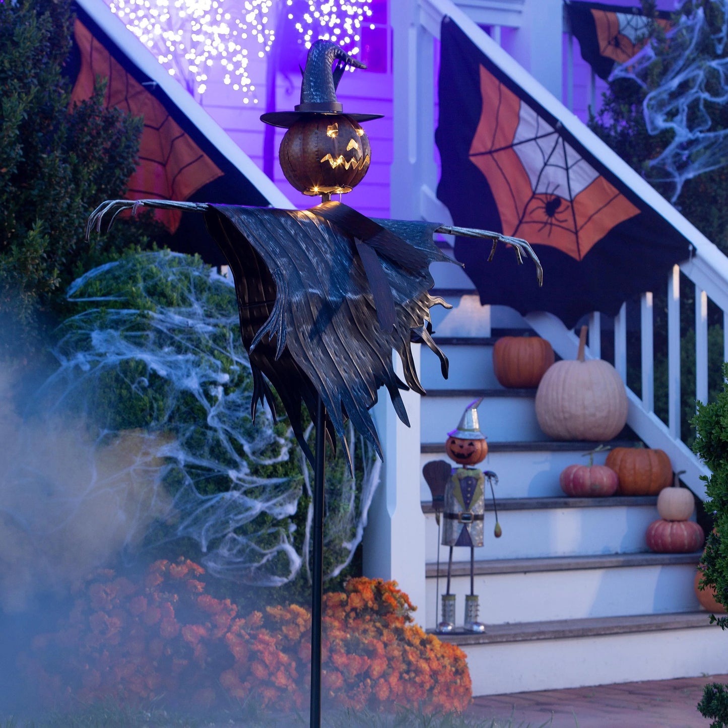 π Halloween Solar Scarecrow Jack O' Lantern Metal Ground Stake