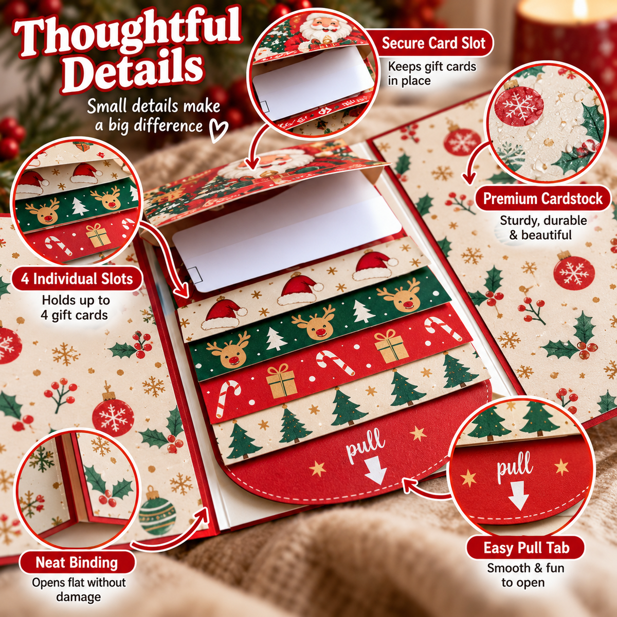 2026 New🎅🎁 Waterfall Christmas Gift Card Booklet 💳🍀