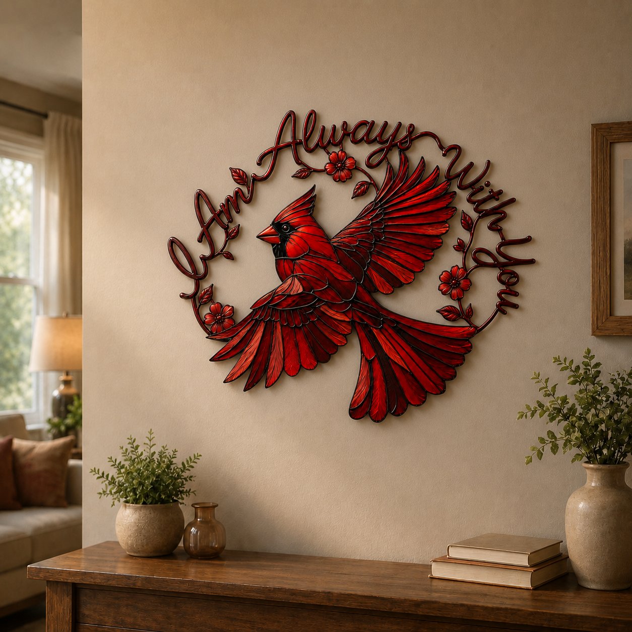 š¦Cardinal Metal Wall Art - I Am Always With Youā¤ļø