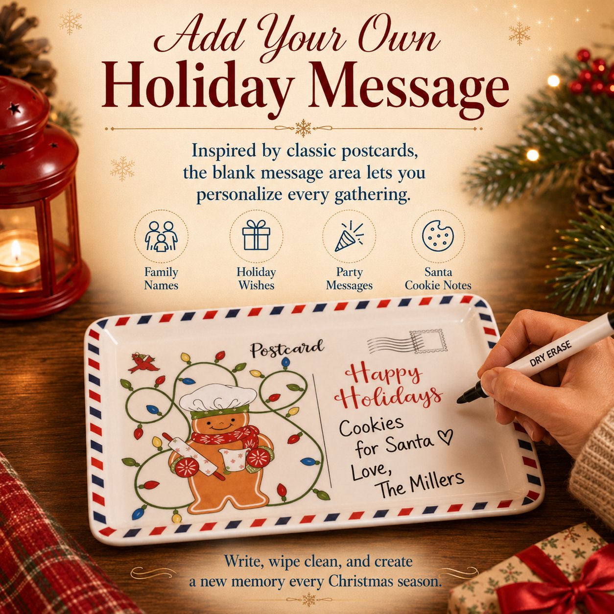 🎄 LAST DAY 49% OFF🍪 Vintage Christmas Postcard Platter🎅🎁