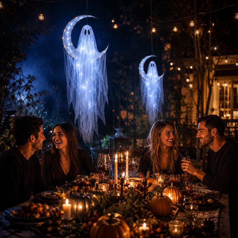 ๐ป๐ Hauntingly Beautiful Floating Ghost Lights โ 4-Style Halloween Collection