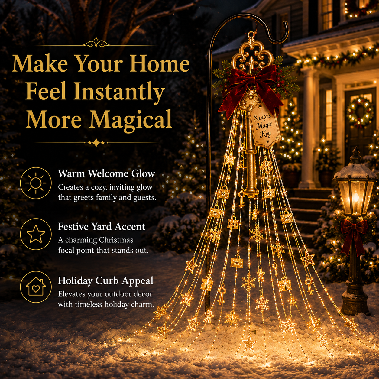 đ
Santaâs Magic Key Lightfall⢠â Solar Christmas Waterfall Lights for Yard & Porch