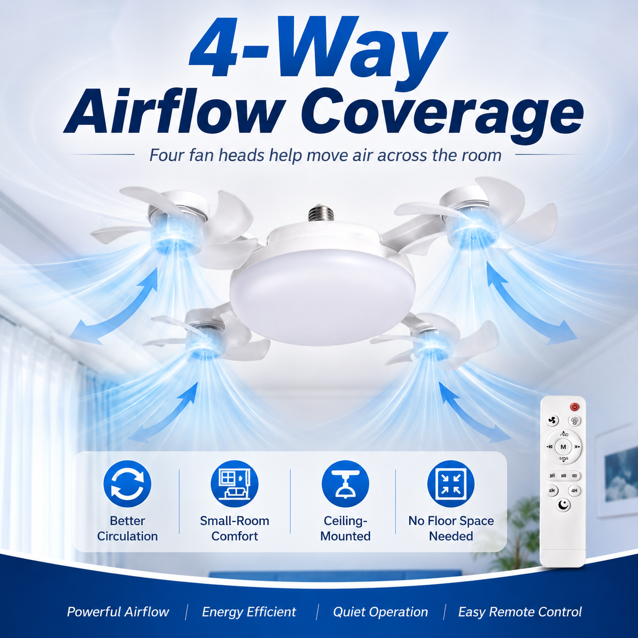 No-Wiring Ceiling Fan Light with Remote Control