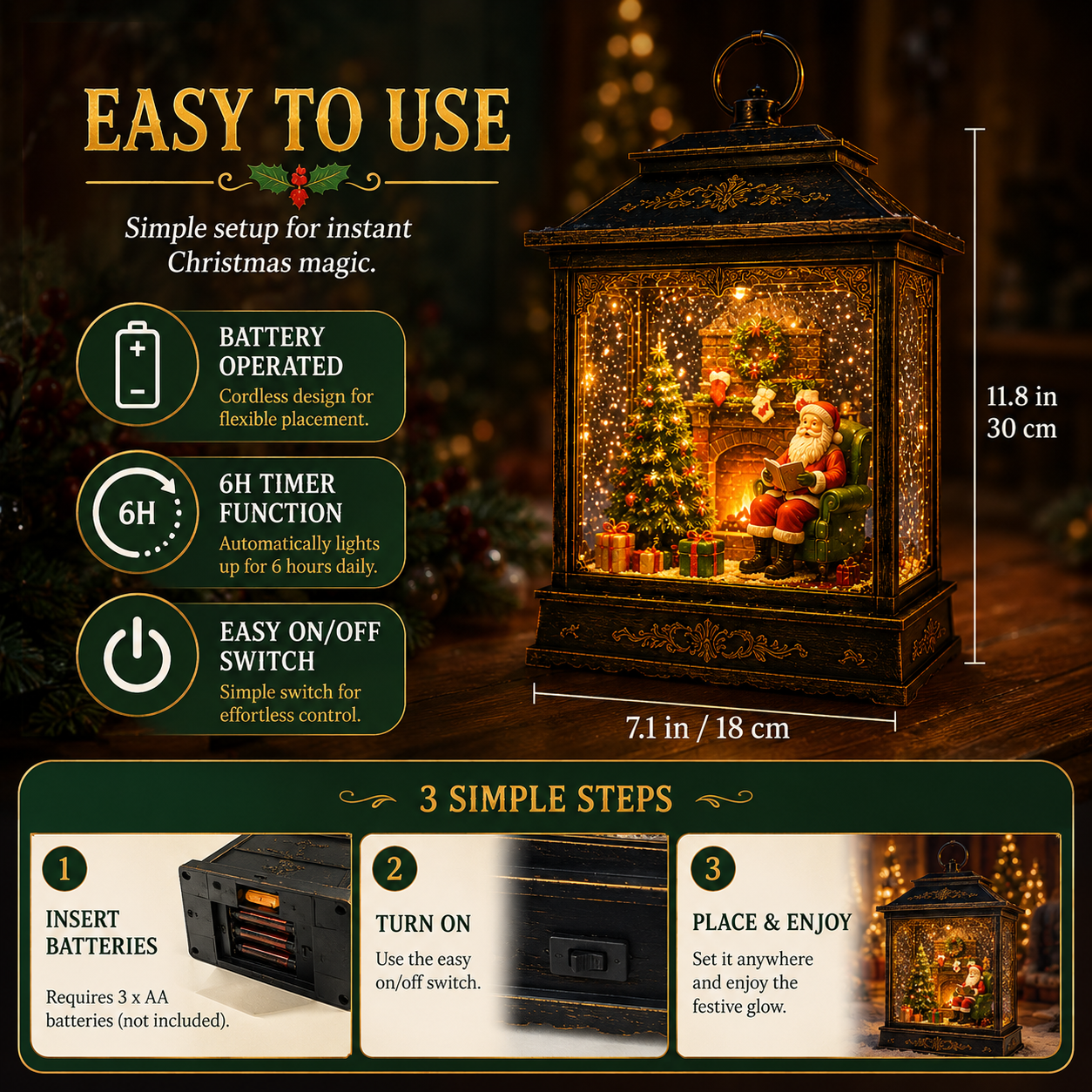 ๐
Santaโs Magical Fireplace Lantern-๐ Bring the Magic of Christmas Home โจ