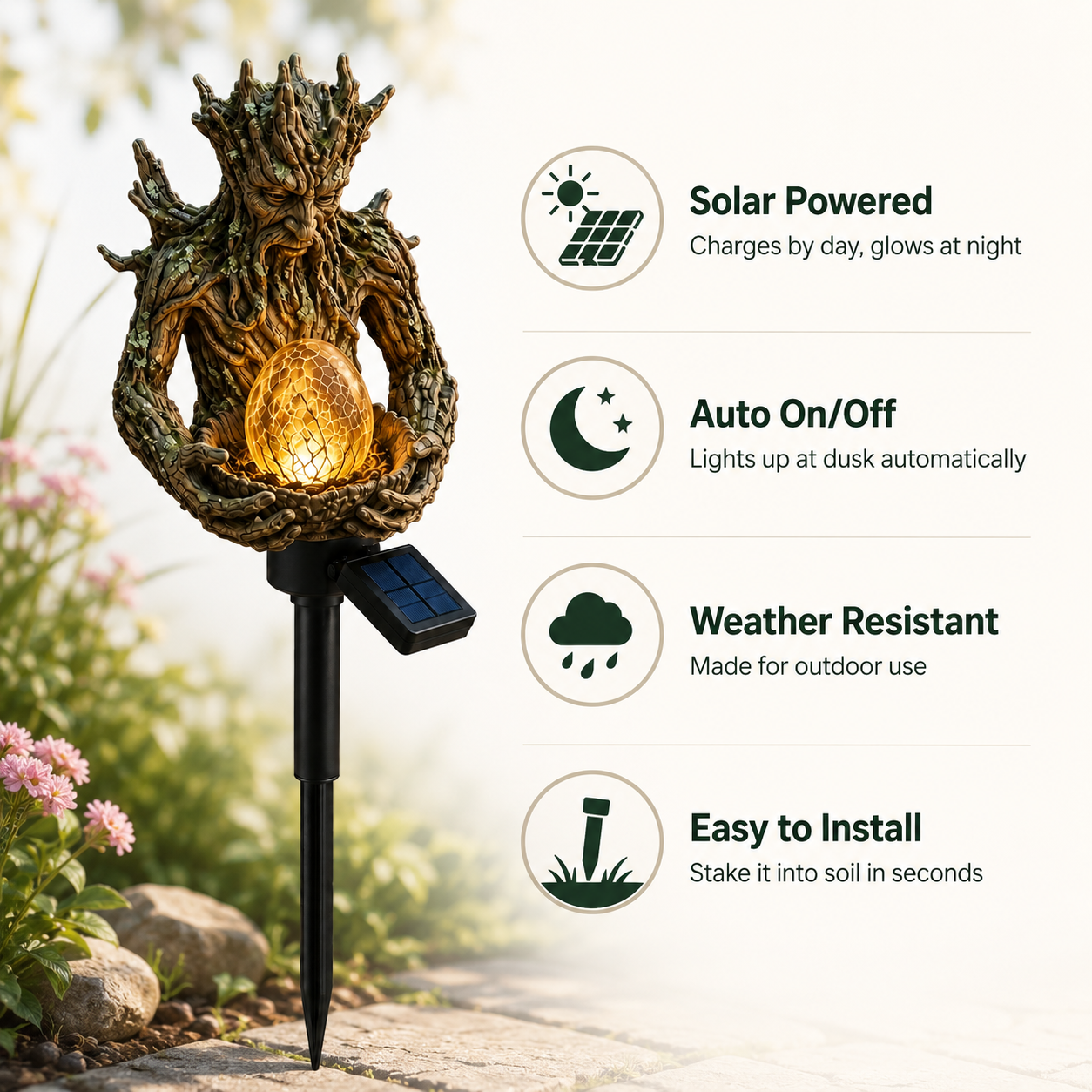 Tree Spirit Solar Garden Light – Magical Glow 🌳✨