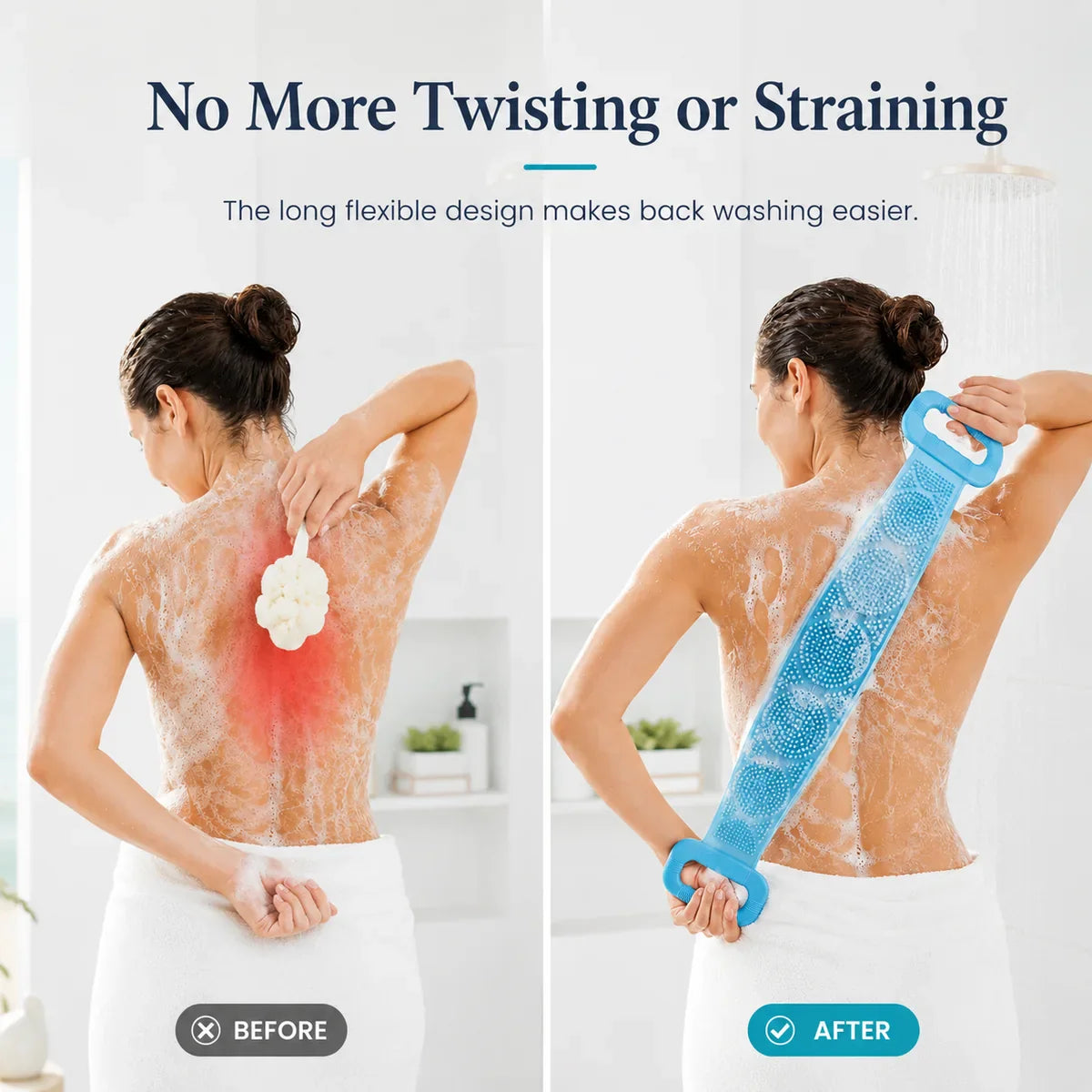 🛁Summer Limited-Time 50% OFF 💦Silicone Bath Brush Double-Sided Exfoliating Back Scrubber