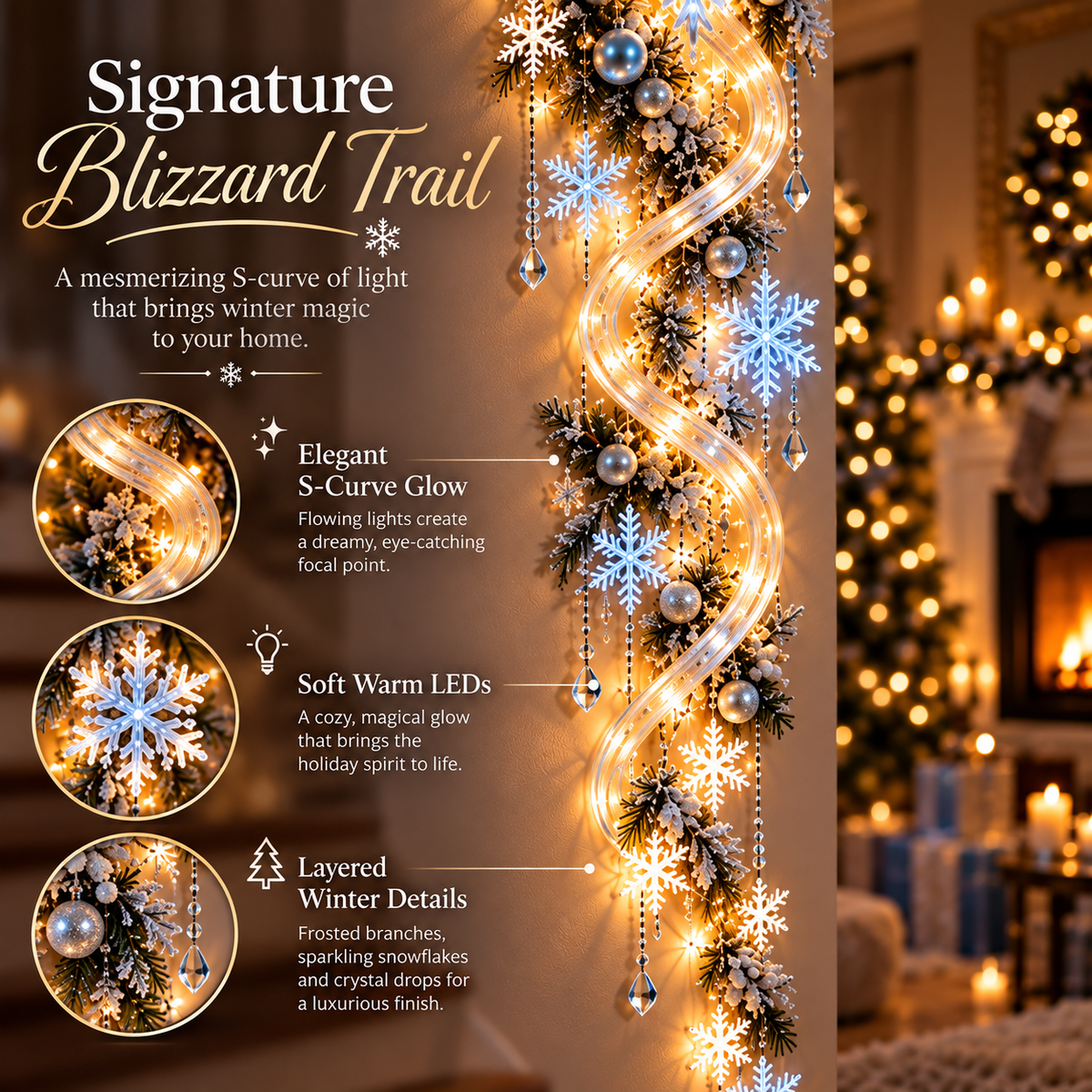 ❄️ 49% OFF | Giant Snowflake Blizzard Trail™ – Turn Your Home Into a Winter Wonderland