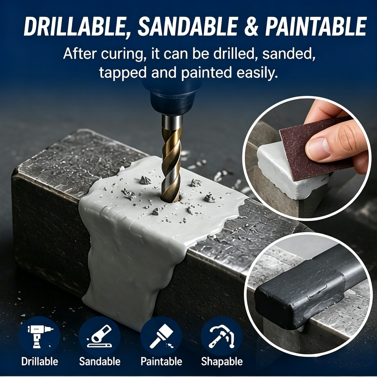 🎉Steel Reinforced Epoxy Repair Putty for Metal Wood Concrete and PVC🛒
