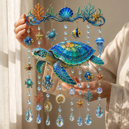 🐋 🌊Ocean-Themed Crystal Wind Chime – Bring the Ocean Glow to Your Garden