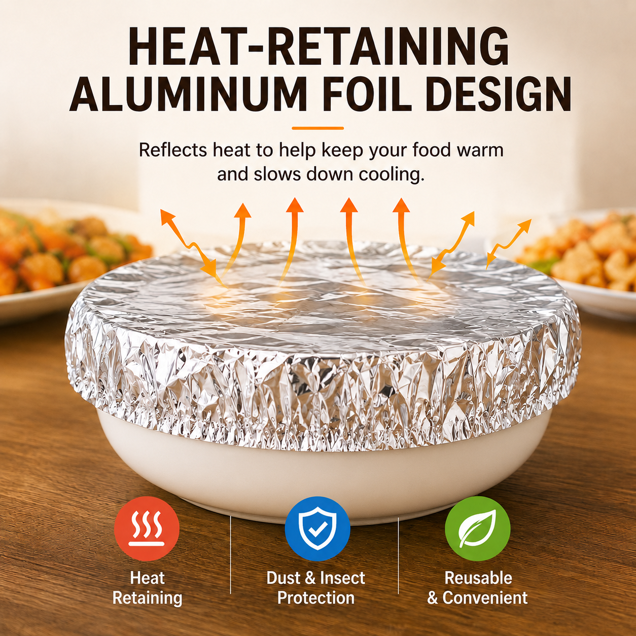 🧑‍🍳Day Sale 50% OFF✨Home dining table & food container aluminum foil heat-retaining cover