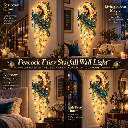 🦚✨Last Day 49% Peacock Fairy Starfall Wall Light