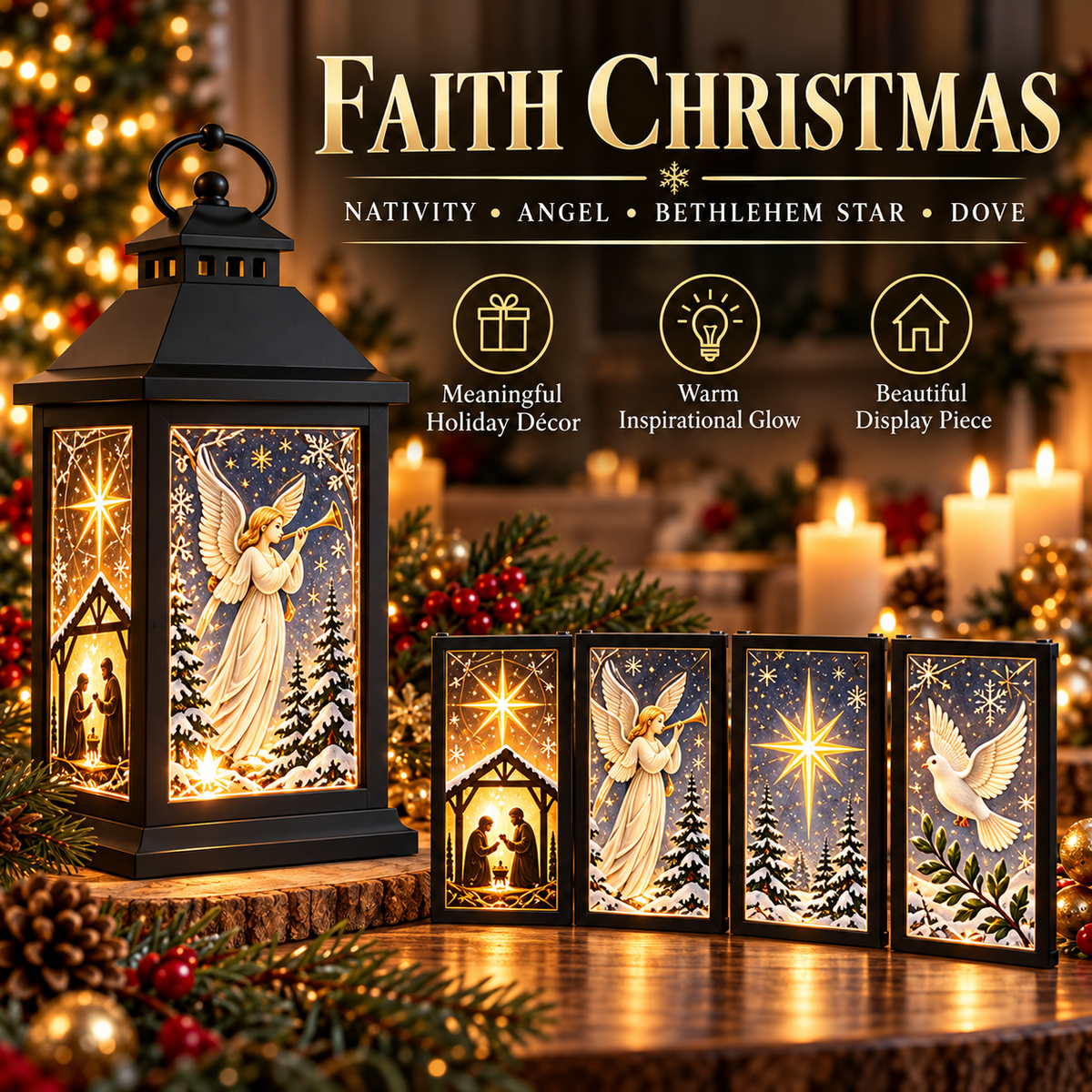 Interchangeable Crystal Lantern™ – Light-Up Holiday Décor