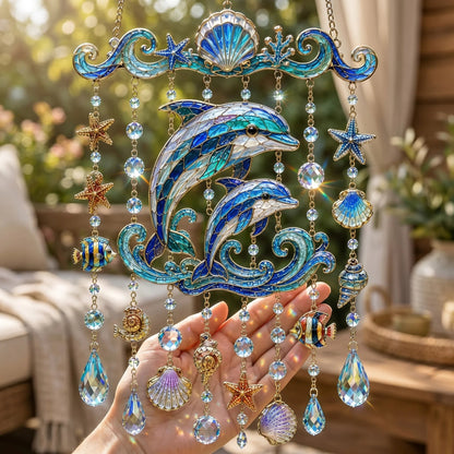 🐋 🌊Ocean-Themed Crystal Wind Chime – Bring the Ocean Glow to Your Garden