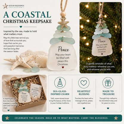 🔥LAST DAY 50% OFF - 🌊Ocean Blessings™ Sea Glass Christmas Ornaments – Peace, Love, Joy, Faith, Family, Friends & Hope