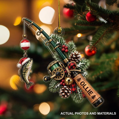 🎣 Personalized Fishing Christmas Ornament with Hanging Cord