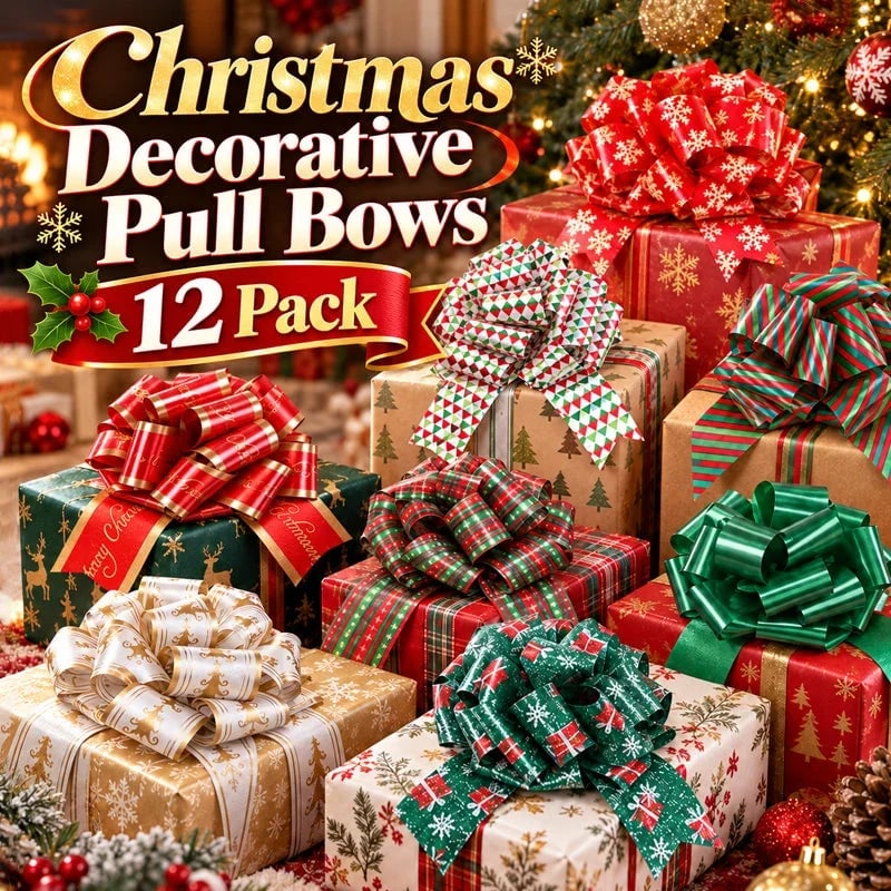 🎀Christmas Decorative Pull Bows--One Pull to a Full Bow, Festive Finishing Touch for Gifts🎁