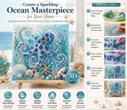 🔥 Last Day 49% OFF - 🌊✨ Ocean Theme Pearl Art DIY Kit – Relaxing DIY Craft to Create Stunning Coastal Artwork (📦Buy 2 Free Shipping)