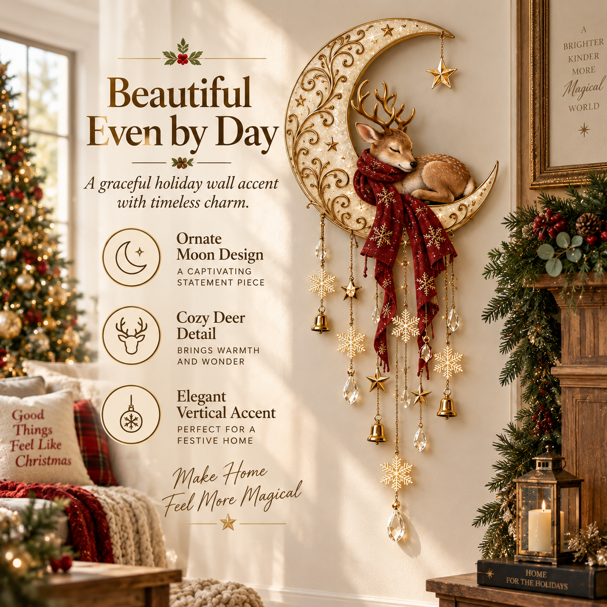 🌙 Moonlit Deer Starfall™ – Magical Christmas Wall Light