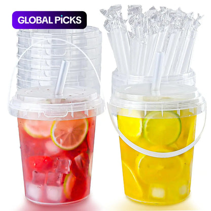 🥤 Large Reusable Plastic Cups with Lid & Straw(33.81 oz)