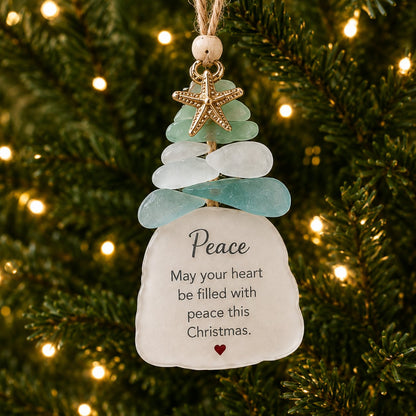 🔥LAST DAY 50% OFF - 🌊Ocean Blessings™ Sea Glass Christmas Ornaments – Peace, Love, Joy, Faith, Family, Friends & Hope