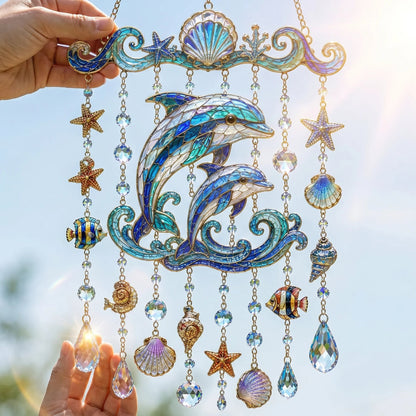 🐋 🌊Ocean-Themed Crystal Wind Chime – Bring the Ocean Glow to Your Garden