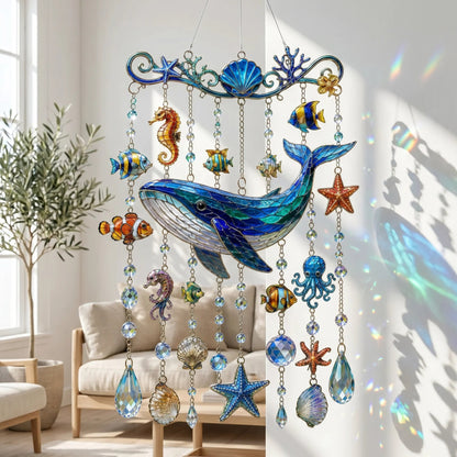 🐋 🌊Ocean-Themed Crystal Wind Chime – Bring the Ocean Glow to Your Garden
