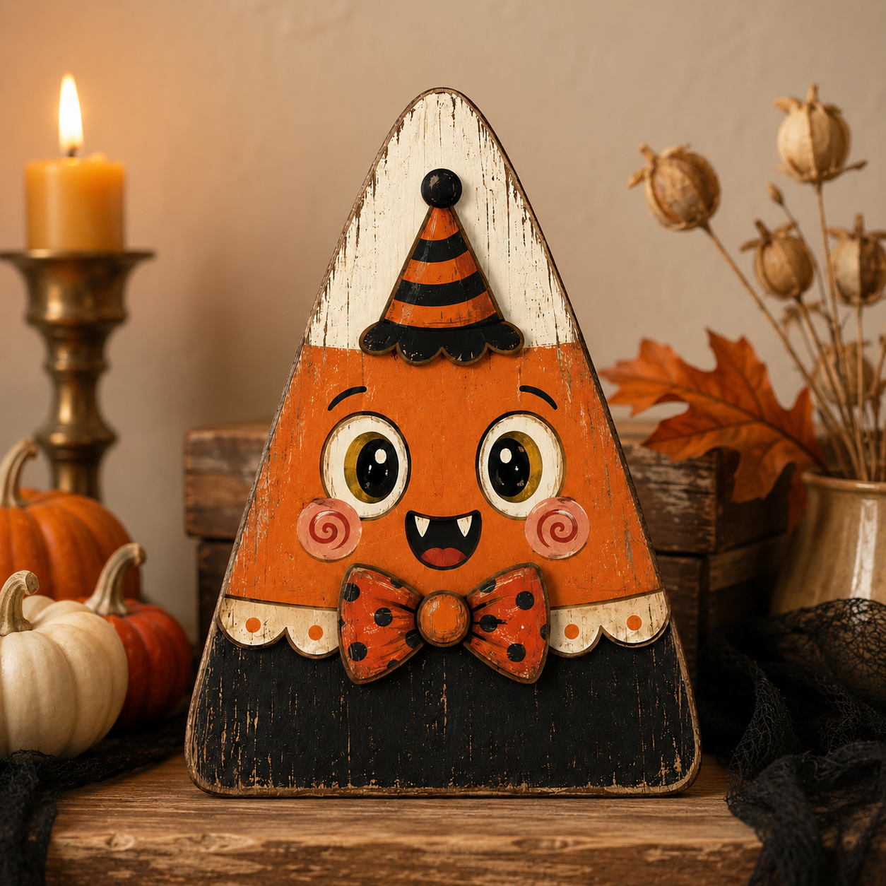 🎃Vintage Halloween Wooden Character Tabletop Decor