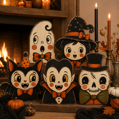 🎃Vintage Halloween Wooden Character Tabletop Decor