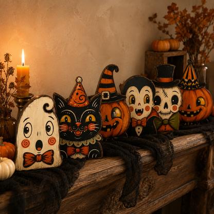 🎃Vintage Halloween Wooden Character Tabletop Decor