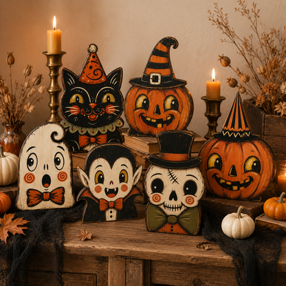 🎃Vintage Halloween Wooden Character Tabletop Decor