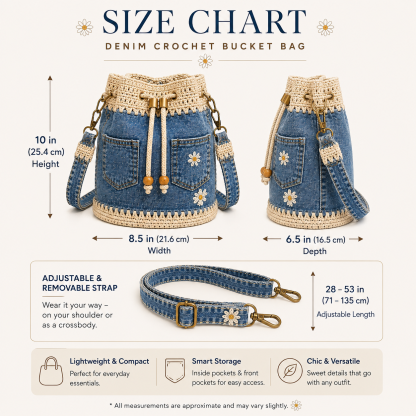 Denim Crochet Bucket Bag