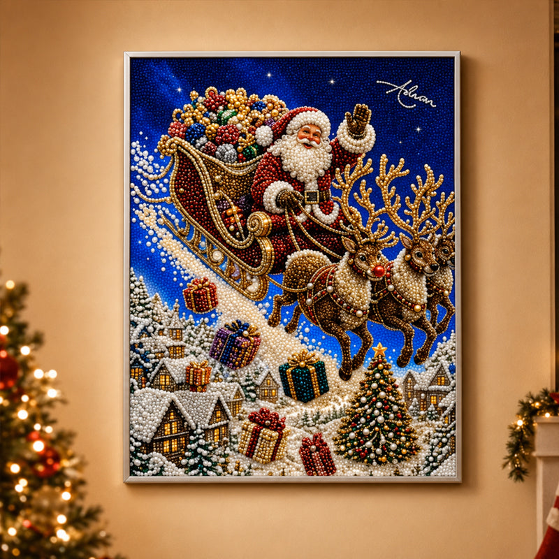Christmas Reindeer Diamond Painting Art Kit – Festive DIY Crystal Art Set For Adults & Children Xmas Craft Decor
