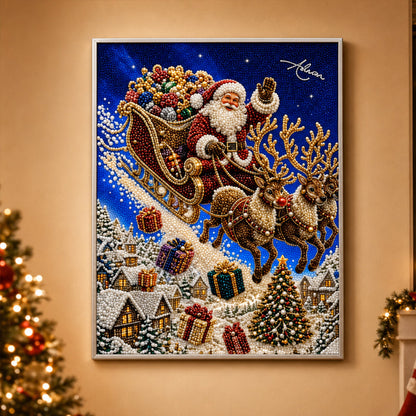 Christmas Reindeer Diamond Painting Art Kit – Festive DIY Crystal Art Set For Adults & Children Xmas Craft Decor