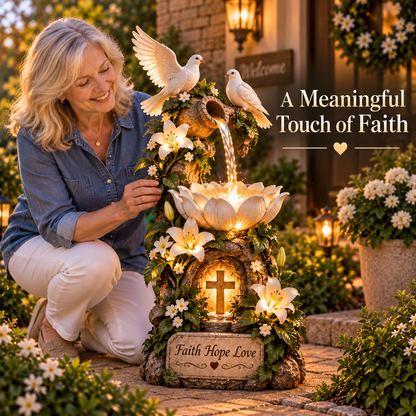 ✨Last Day 49% OFF✨🕊️✝️ Faith Hope Love Fountain™ – Lighted Christian Garden Decor