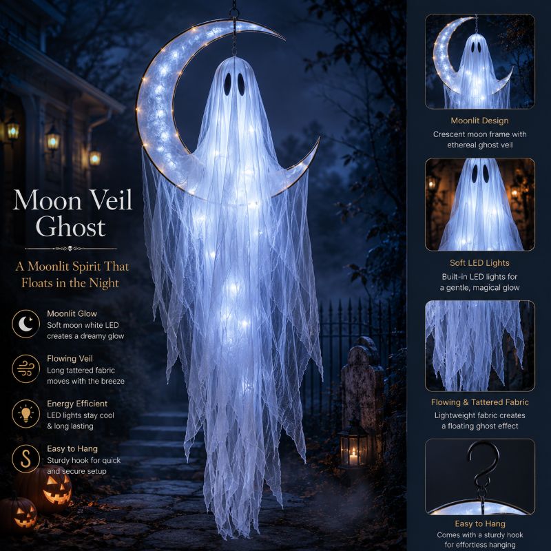 👻🌙 Hauntingly Beautiful Floating Ghost Lights – 4-Style Halloween Collection