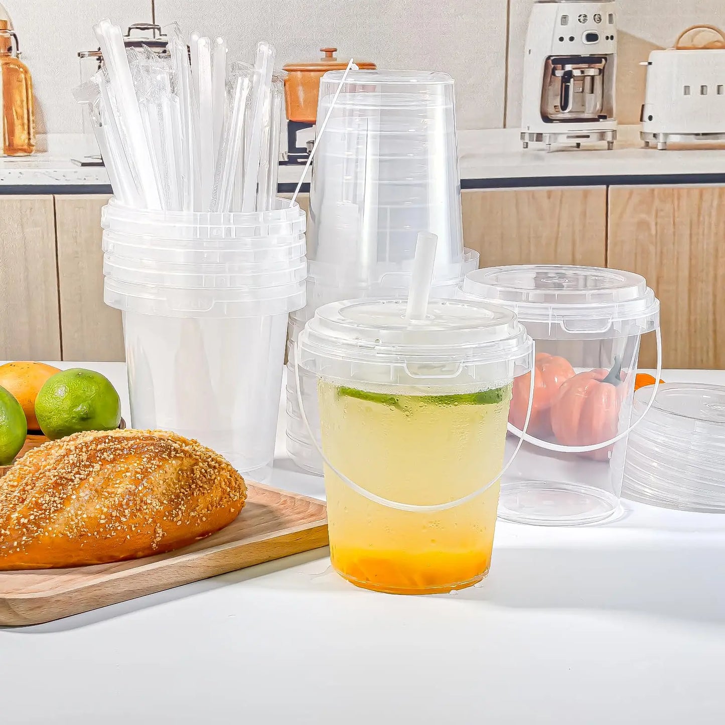🥤 Large Reusable Plastic Cups with Lid & Straw(33.81 oz)