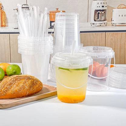 🥤 Large Reusable Plastic Cups with Lid & Straw(33.81 oz)