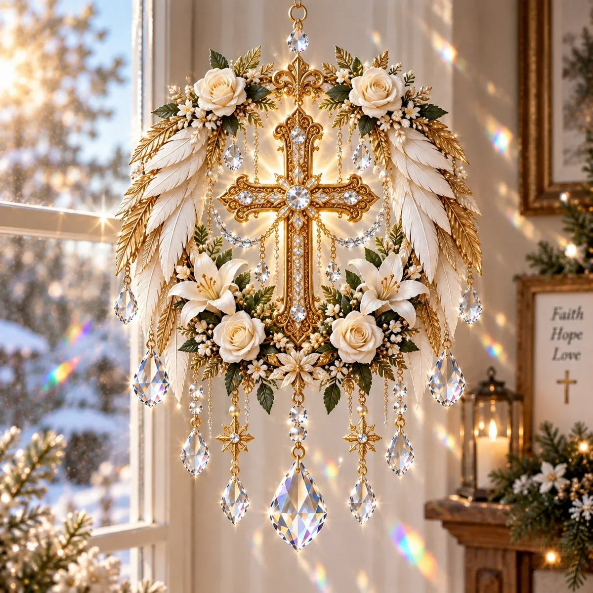 🔥HOT SALE🔥✝️ Christian Crystal Suncatcher | 5 Faith-Inspired Window Designs with Cascading Rainbow Crystals ✨