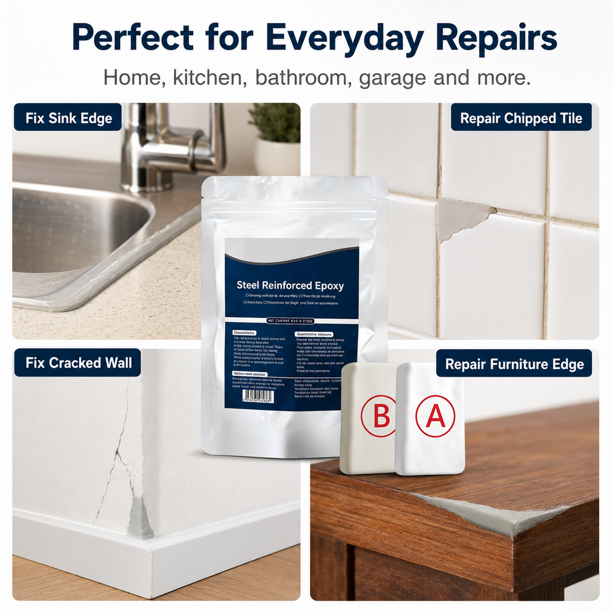 🎉Steel Reinforced Epoxy Repair Putty for Metal Wood Concrete and PVC🛒