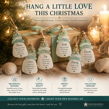 🔥LAST DAY 50% OFF - 🌊Ocean Blessings™ Sea Glass Christmas Ornaments – Peace, Love, Joy, Faith, Family, Friends & Hope