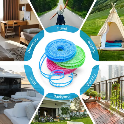 🔥Day Sale 50% OFF🔥Adjustable Windproof Clothesline,(5m/16.4ft) - Portable Telescopic Design