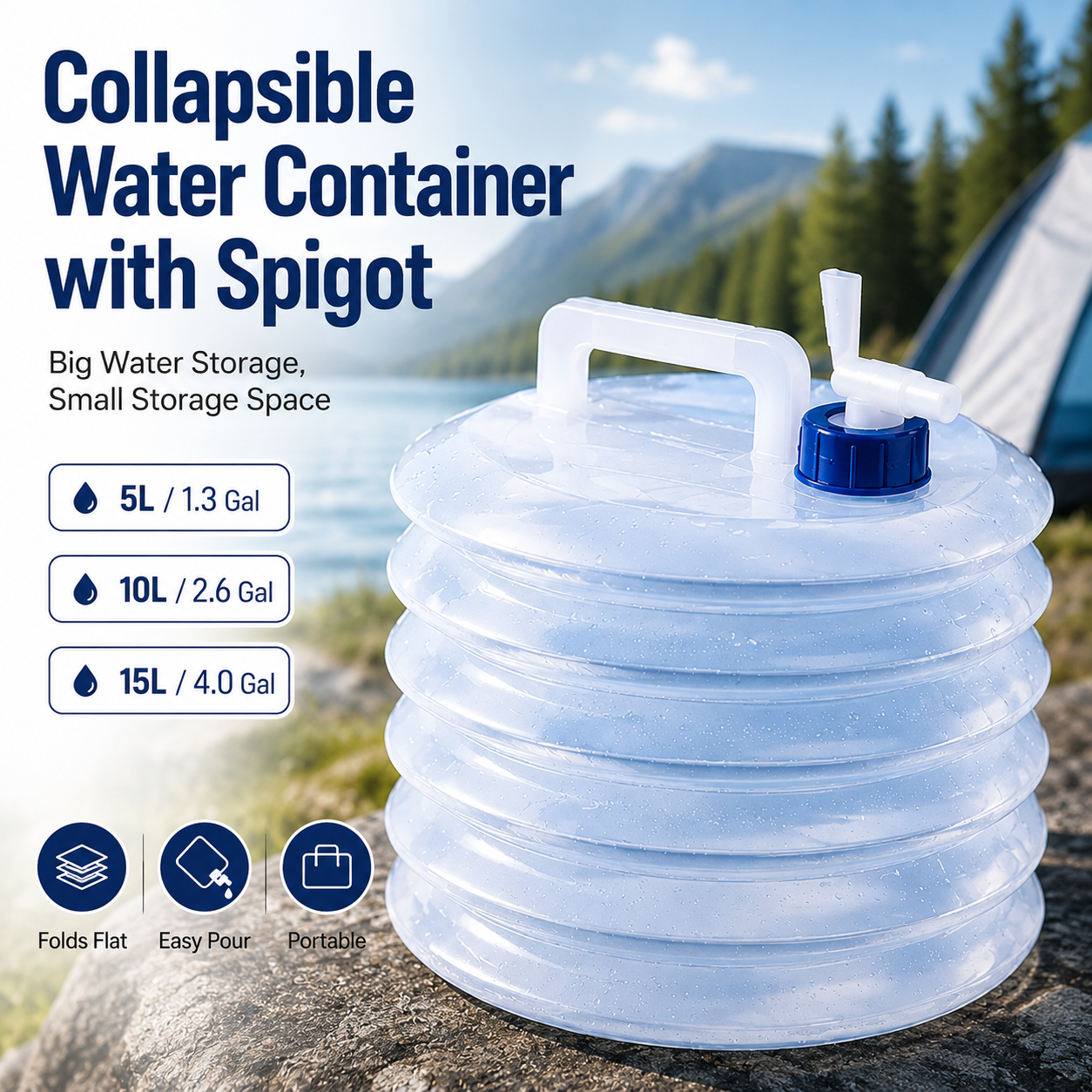 ☀️ Summer Limited-Time 50% OFF💧 – Collapsible Water Container with Spigot🛒