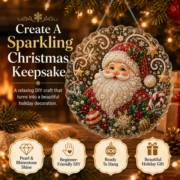 ✨ LAST DAY 49% OFF – 🎄 Christmas Pearl Diamond Art Hanging Ornament Kit