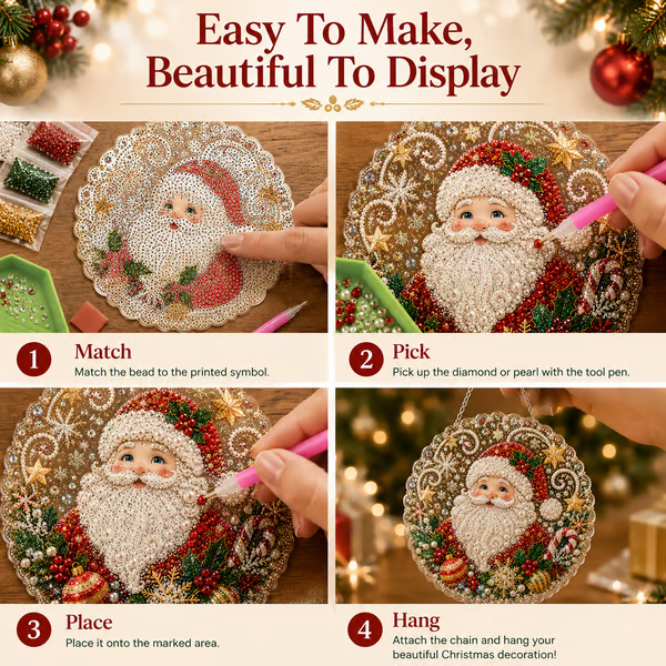 ✨ LAST DAY 49% OFF – 🎄 Christmas Pearl Diamond Art Hanging Ornament Kit