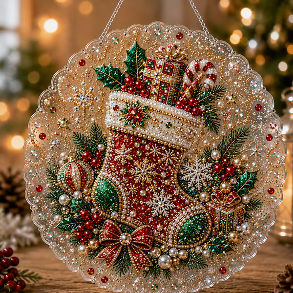 ✨ LAST DAY 49% OFF – 🎄 Christmas Pearl Diamond Art Hanging Ornament Kit