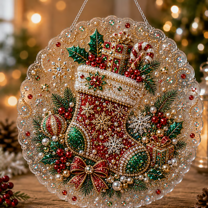 ✨ LAST DAY 49% OFF – 🎄 Christmas Pearl Diamond Art Hanging Ornament Kit