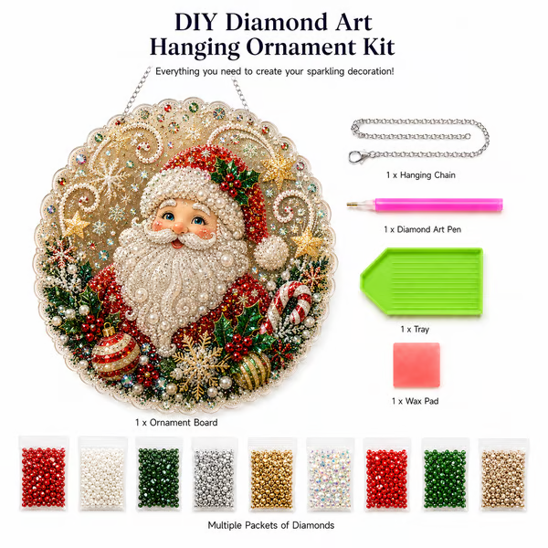 ✨ LAST DAY 49% OFF – 🎄 Christmas Pearl Diamond Art Hanging Ornament Kit