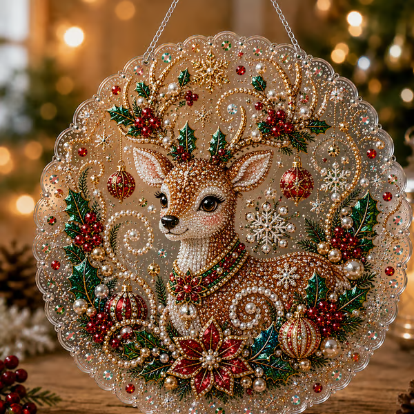 ✨ LAST DAY 49% OFF – 🎄 Christmas Pearl Diamond Art Hanging Ornament Kit